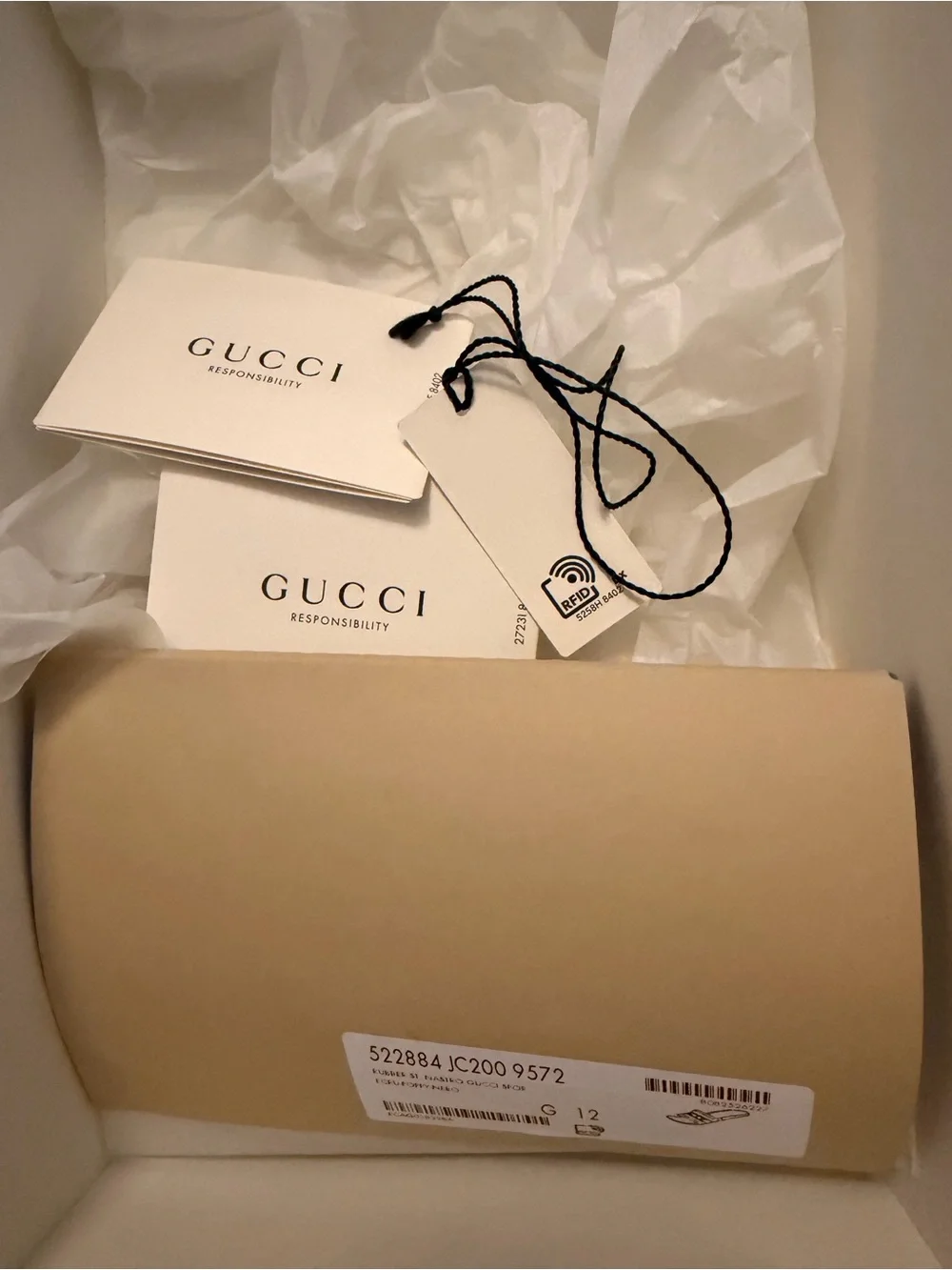Gucci Men’s 100% Authentic Black & White Logo Slide Sandals